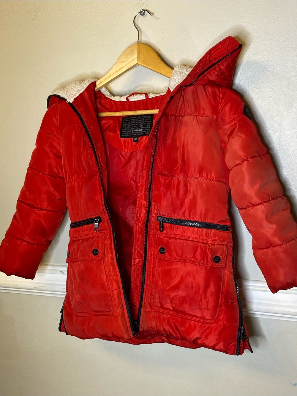 Steve Madden Kids Red Hooded Puffer Coat